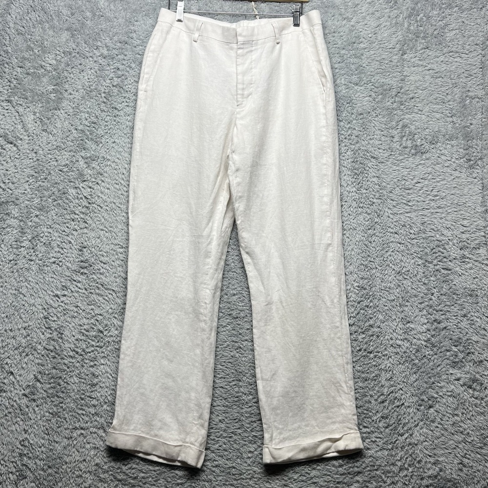 Murano Baird McNutt Linen Pants Mens 33x30 White Cuffed Lined Resort Beach - Picture 2 of 12